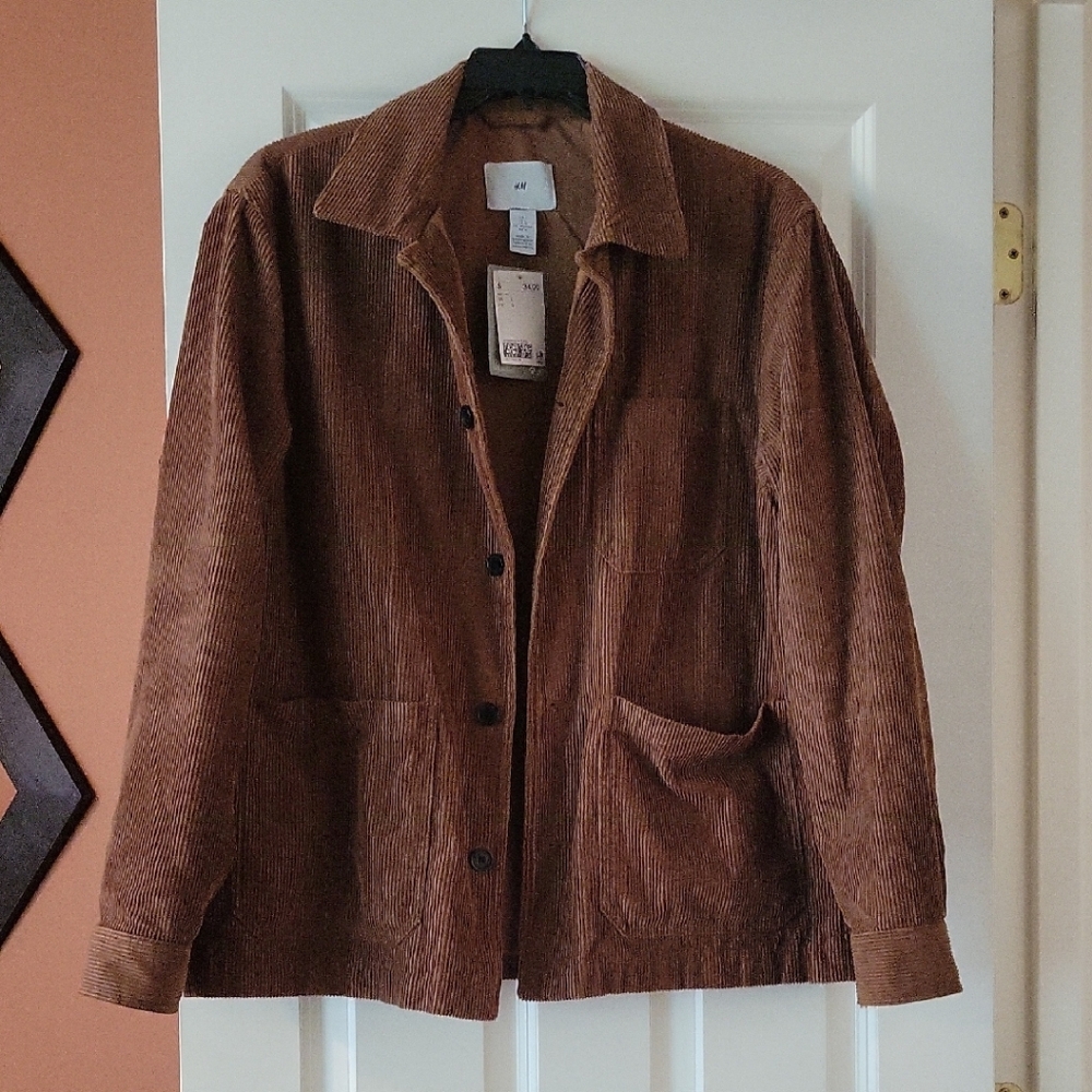 H&M Men's Corduroy Shirt Jacket - Brown